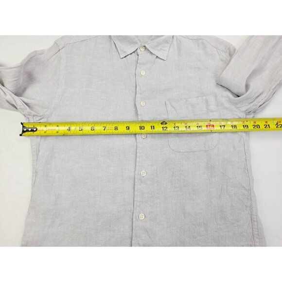 Uniqlo Size Small Mens Gray Linen Long Sleeve Button Up Pocket Shirt - Picture 3 of 9